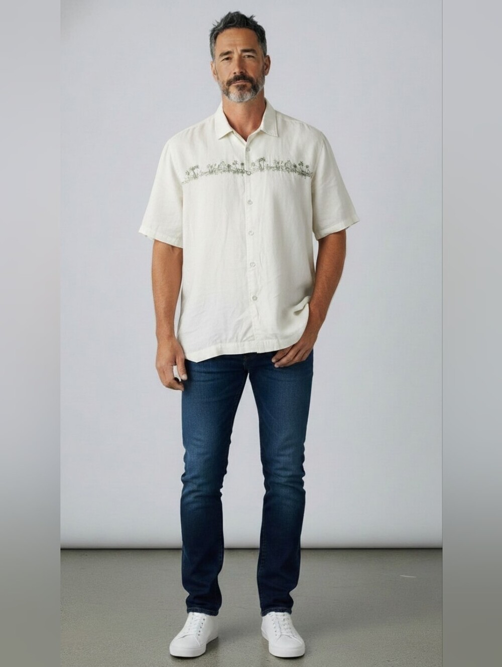 Honolua Surf Co XXL Ivory Palm Tree Hawaiian Resort Shirt